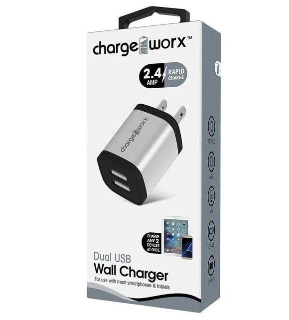 CHARGE WORX CARGADOR DUAL USB GRIS