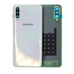 Compra la tapa trasera de cristal con lente de cámara original en Guatemala para Samsung Galaxy A50 A505 2019 en color blanco.