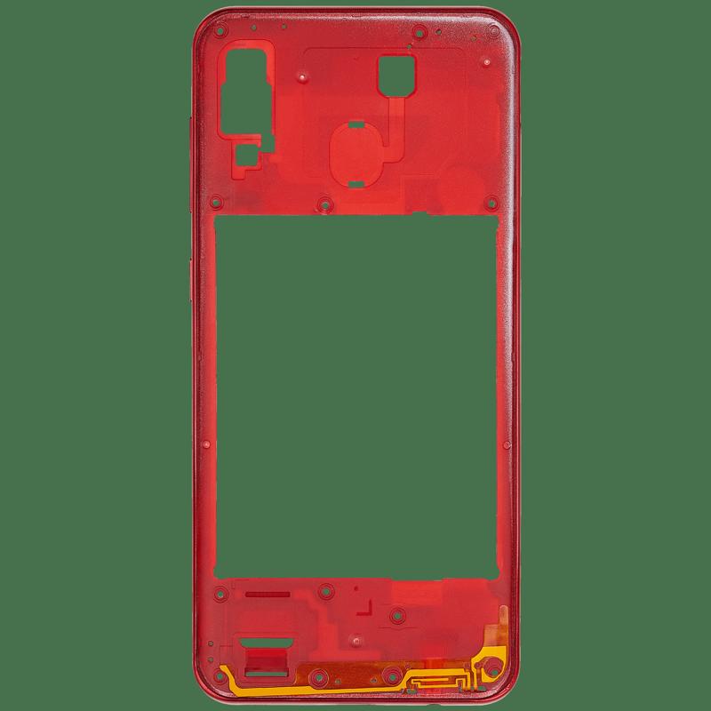 Compra la carcasa media compatible en color rojo para Samsung Galaxy A30 (A305 / 2019) en Guatemala, ideal para reparaciones y componentes Samsung al mayorista.