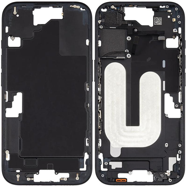 Reparación de carcasa intermedia con botones de encendido y volumen para iPhone 16 en Guatemala.