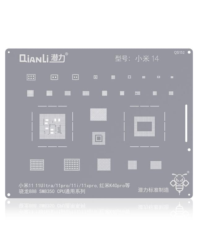 Plantilla Bumblebee (QS152) para Xiaomi 14 (Qianli) ideal para trabajos de reparación en Guatemala, encuentra la mejor calidad en plantillas y stencils en mayoristas de componentes Xiaomi.