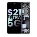 Pantalla OLED con Marco para Samsung Galaxy S21 Ultra 5G (Paquete de Servicio) (Azul Marino Fantasma)