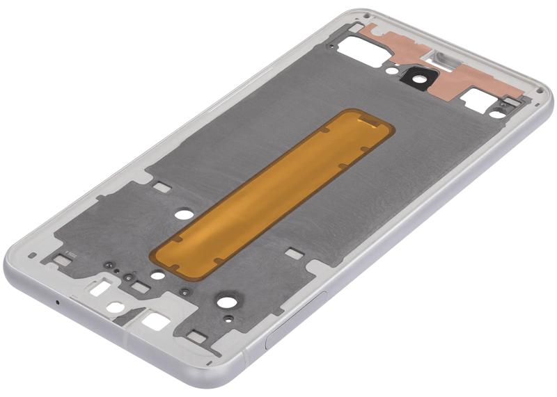 Encuentra la carcasa media blanca para Samsung Galaxy S21 FE 5G en Guatemala, ideal para reparaciones y componentes originales.