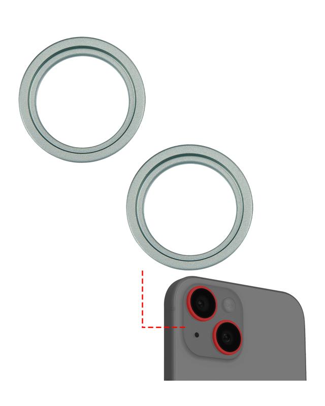 Anillo de bisel para camara trasera para iPhone 15 / 15 Plus (Verde) (Set de 2 piezas)