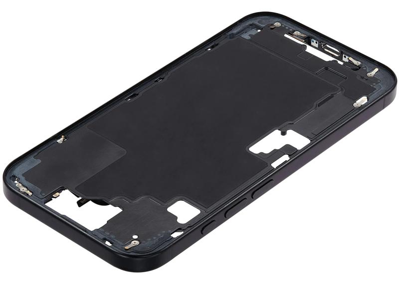 Reparación de carcasa intermedia con botones de encendido y volumen para iPhone 16 en Guatemala.