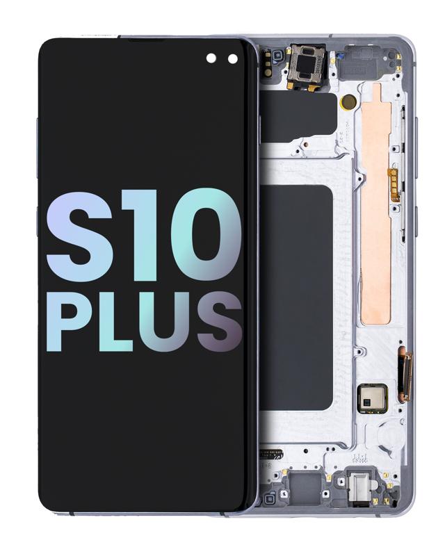 Pantalla OLED para Samsung Galaxy S10 Plus con marco (Original) (Blanco Prisma)