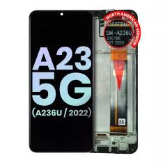 Pantalla LCD con marco para Samsung Galaxy A23 5G en Guatemala, disponible en todos los colores y con garantía, ideal para reparaciones en talleres o como mayorista.