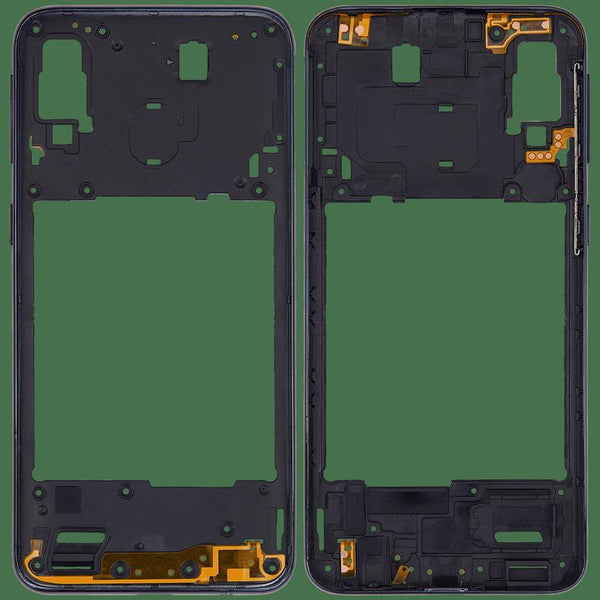 Reparación de Samsung Galaxy A40 en Guatemala - Marco medio Aftermarket Plus en color negro.