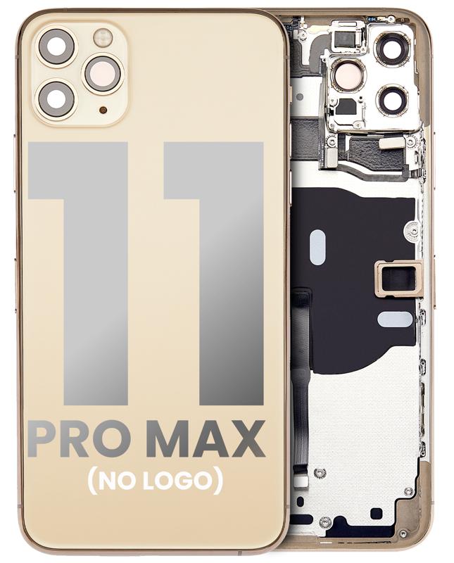 Tapa trasera con componentes pequenos pre-instalados para iPhone 11 Pro Max (Sin logo) Dorado