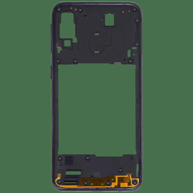 Reparación de Samsung Galaxy A40 en Guatemala - Marco medio Aftermarket Plus en color negro.