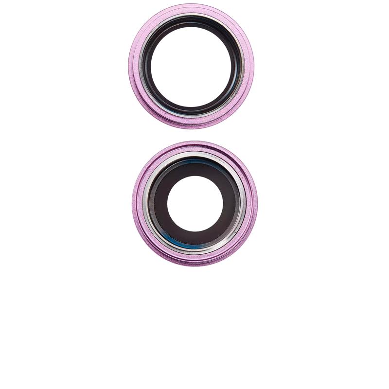 Encuentra el lente de cámara trasera con soporte y bisel para iPhone 16 / 16 Plus en Guatemala, en un conjunto de 2 piezas premium de color rosa.