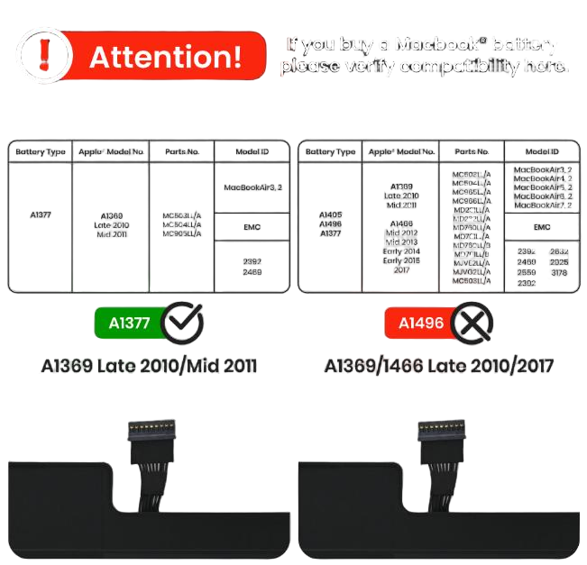 Bateria para Macbook Air 13" (A1377) (A1369 Late 2010)