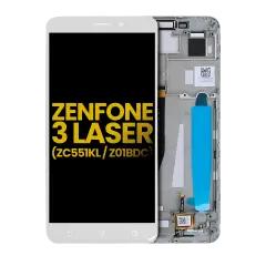 Reparaciones de pantallas LCD para Asus ZenFone 3 Laser en Guatemala, encuentra el repuesto con marco en color blanco, reacondicionado.