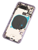 Tapa trasera con componentes pequeños pre-instalados para iPhone 11 (Usada original grado A) (Morado)