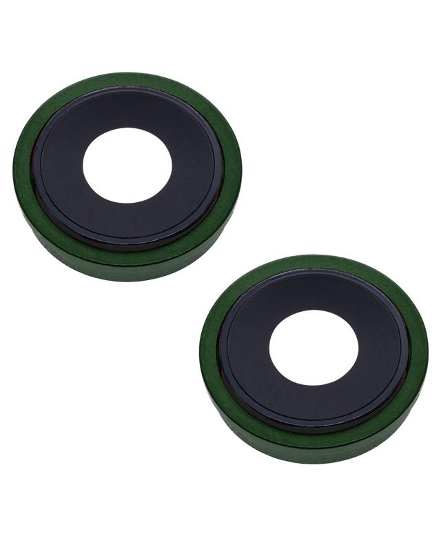 Lente de camara trasera con soporte y bisel para iPhone 13 / 13 Mini (Verde)