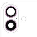 Encuentra el lente de cámara trasera con soporte y bisel para iPhone 16 / 16 Plus en Guatemala, en un conjunto de 2 piezas premium de color rosa.