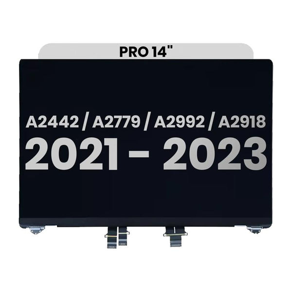 Tenemos pantallas completas LCD usadas y compatibles para MacBook Pro 14 en Guatemala, año 2021 y 2023, ideales para reparaciones y venta al por mayor.