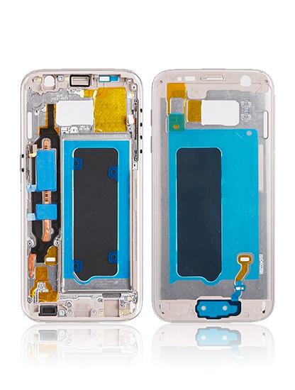 Marco medio compatible para Samsung Galaxy S7 en dorado, ideal para reparaciones en Guatemala.