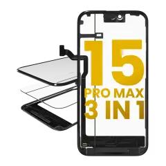 Reparación y venta de cristal con OCA preinstalado y marco para iPhone 15 Pro Max en Guatemala.