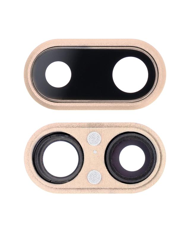 Compra al por mayor 10 packs de lentes de cámara trasera con soporte y bisel para iPhone 8 Plus de color dorado en Guatemala.