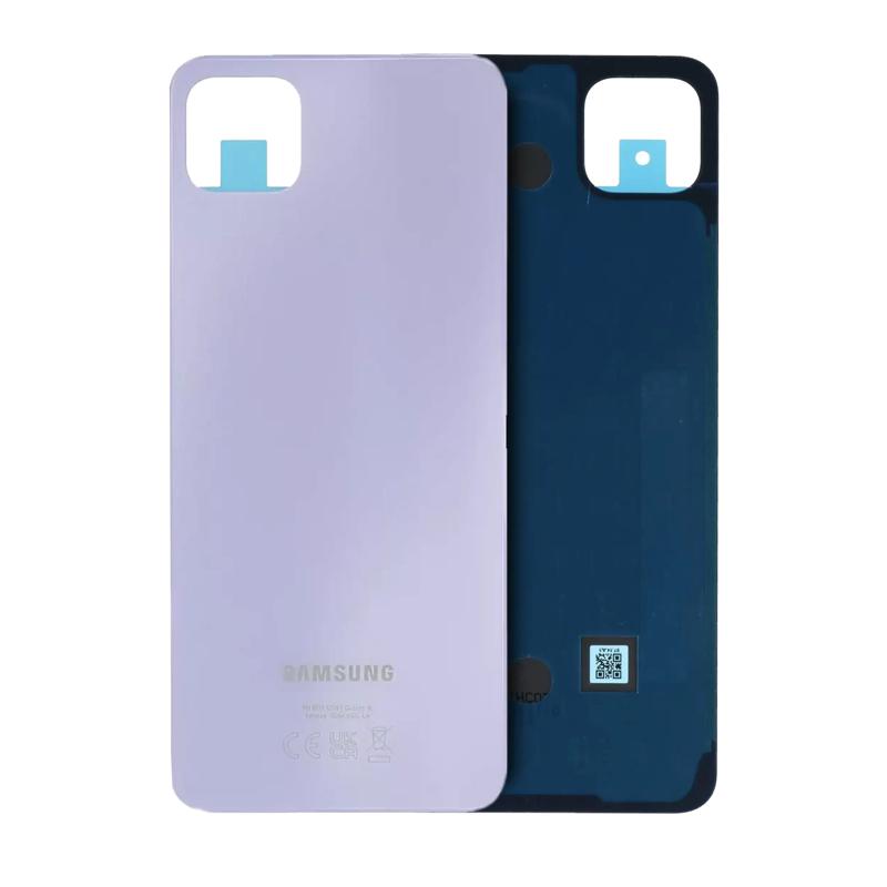 Tapa trasera original de Samsung Galaxy A22 5G en color violeta disponible en Guatemala para reparaciones.