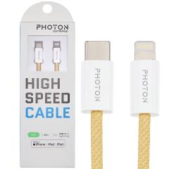 Encuentra el cable de carga Photon Flux 3ft trenzado Lightning USB-C MFi amarillo 01 en Guatemala, ideal para mayoristas y talleres de reparaciones.