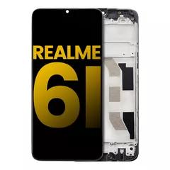 Pantalla LCD con marco para Realme 6i en Guatemala, disponible para reparaciones y cambios en talleres autorizados.