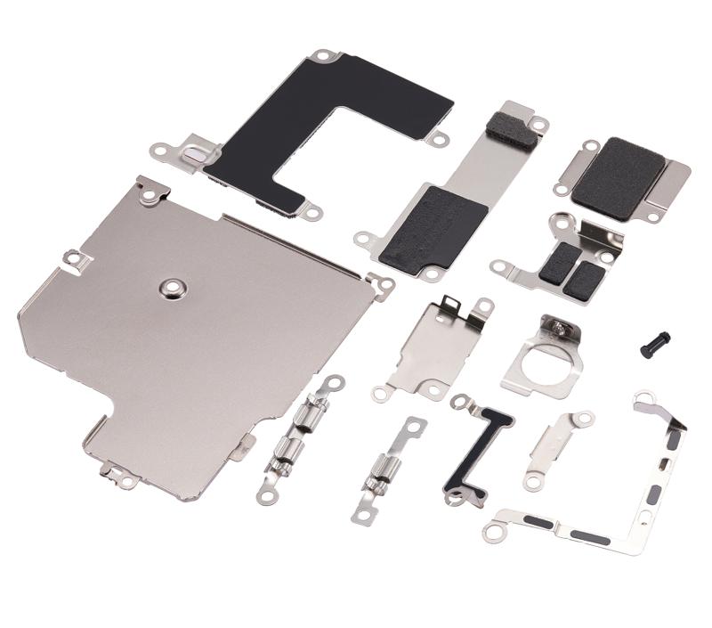 Encuentra el soporte metálico pequeño completo para iPhone 13 Pro en Guatemala, ideal para reparaciones y componentes de dispositivos Apple.