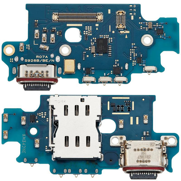 Reparación de puerto de carga con lector de tarjeta SIM para Samsung Galaxy S24 Plus 5G en Guatemala.