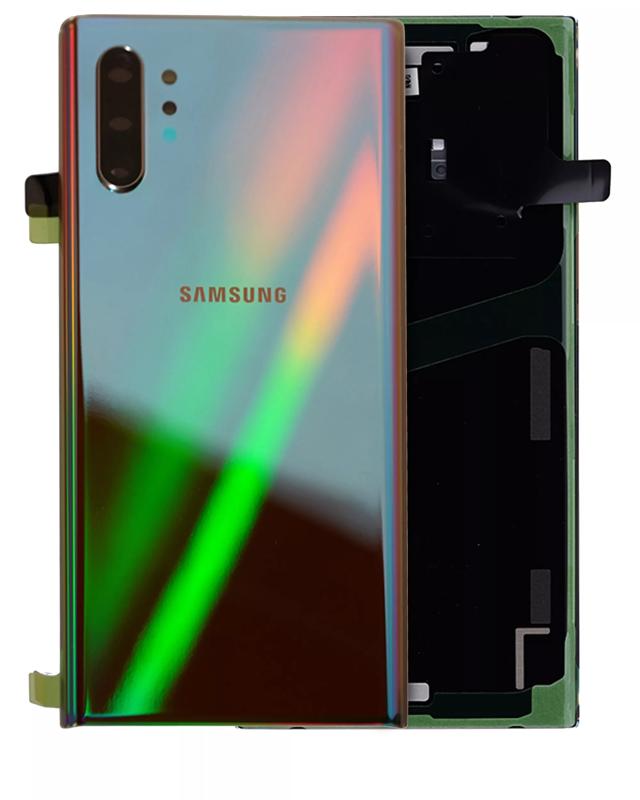 Tapa trasera con lente de camara para Samsung Galaxy Note 10 Plus / 5G (original) (Aura Glow / Plata)