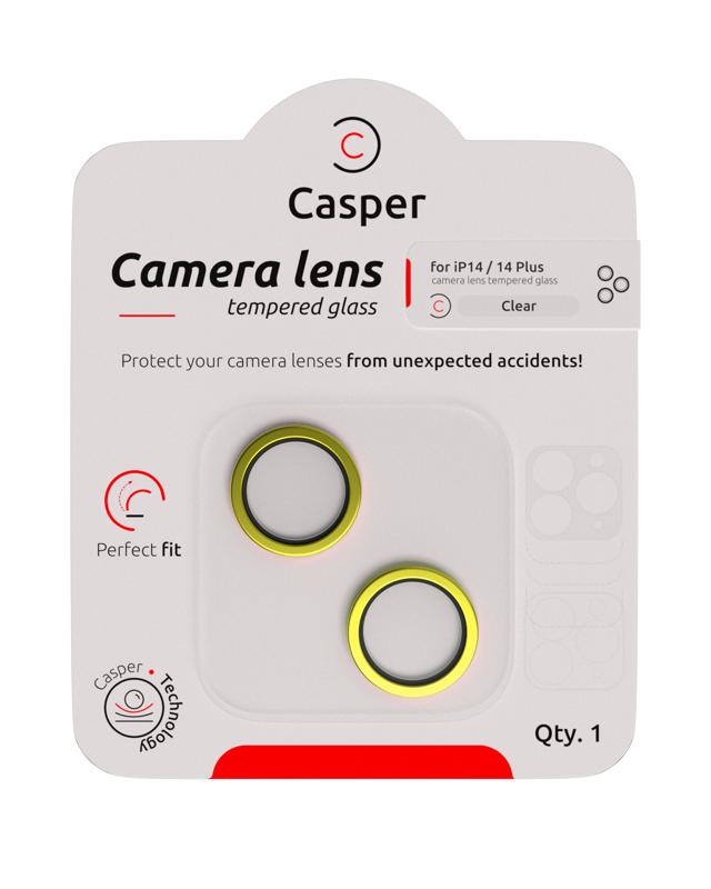 Protector de lente de camara Casper para iPhone 14 / 14 Plus (Amarillo) (Transparente)