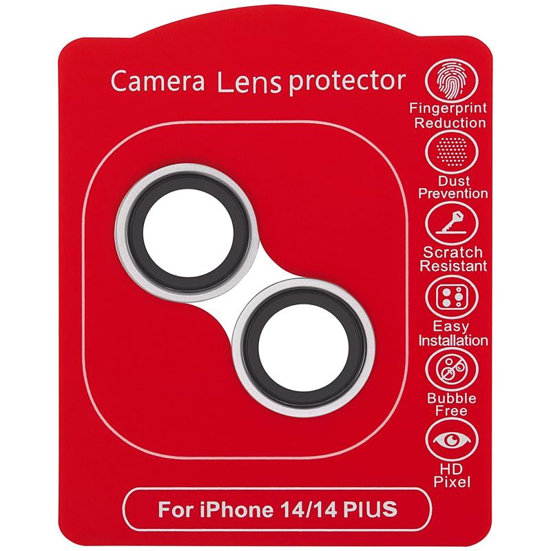 Protector de lente de camara Casper para iPhone 14 / 14 Plus (Plata) (Transparente)