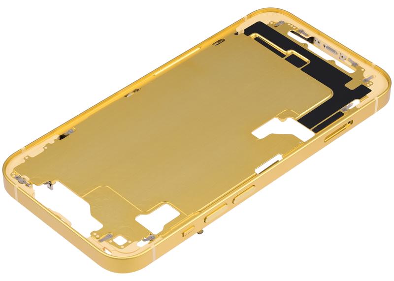 Carcasa intermedia con botones de encendido y volumen para iPhone 14 (Version Internacional) (Amarillo)