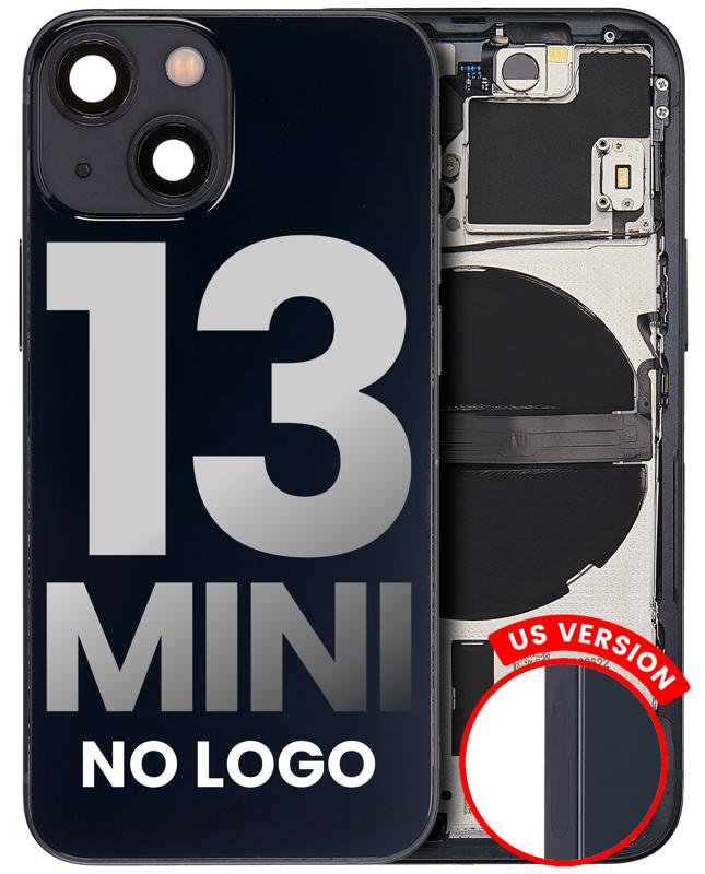 Tapa trasera con componentes pequenos preinstalados para iPhone 13 Mini (Version US) (Sin logo) (Aftermarket Plus) (Midnight)