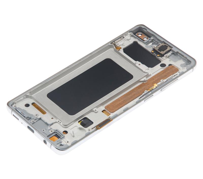 Pantalla LCD con marco para Samsung Galaxy S10 Plus (Sin sensor de huellas) Blanco Prisma