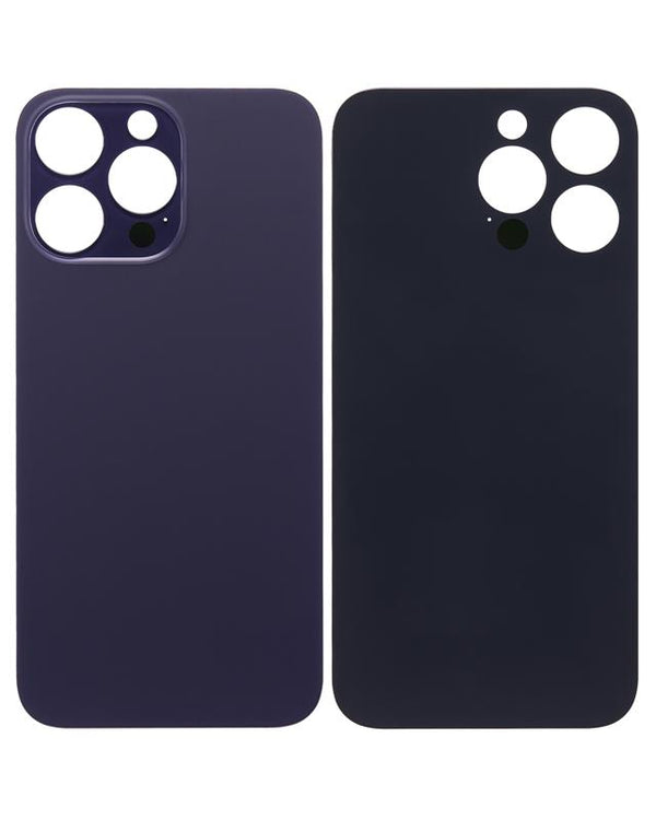 Tapa trasera para iPhone 14 Pro Max con adhesivo 3M (Agujero grande para camara, Morado profundo)