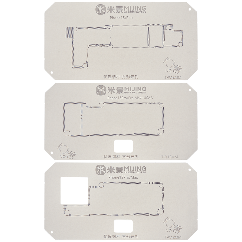 Plataforma de soldadura y reballing para capa media de placa base 4 en 1 con plantilla para iPhone 15 / 15 Plus / 15 Pro / 15 Pro Max Serie Z20 (MiJing)