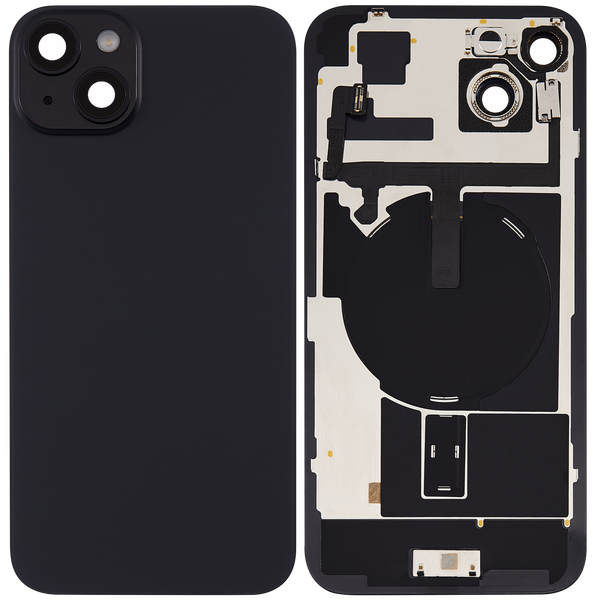 Tapa trasera con placa de acero, carga NFC inalambrica, iman MagSafe y flex de linterna para iPhone 15 Plus (Negro)