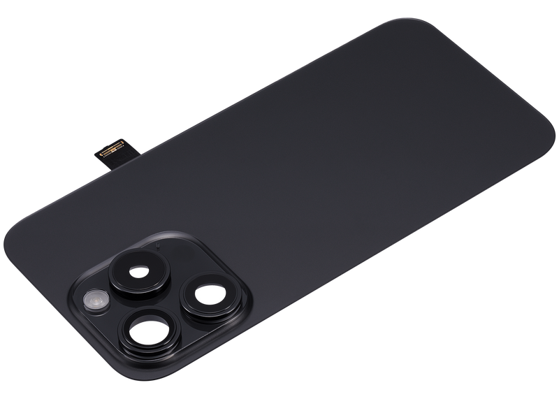 Tapa trasera con placa de acero con NFC para carga inalambrica Magnet MagSafe y Flex de linterna para iPhone 15 Pro (Titanio Negro)