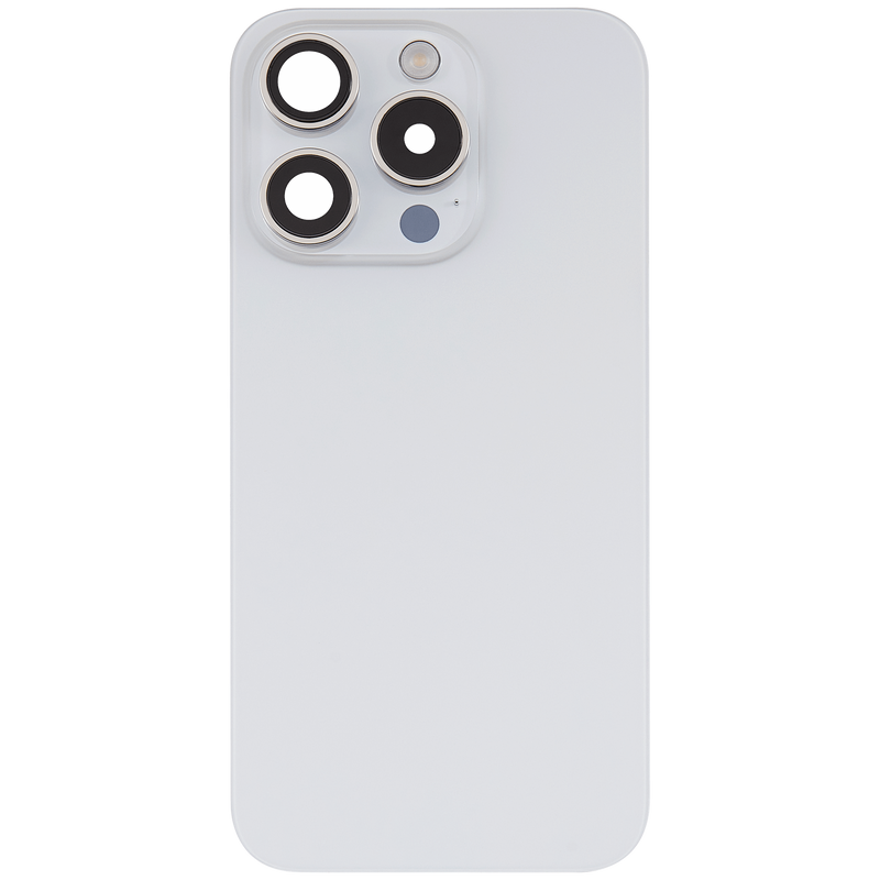 Tapa trasera con placa de acero, carga inalambrica NFC y MagSafe, iman y flex de linterna para iPhone 15 Pro (Blanco Titanio)