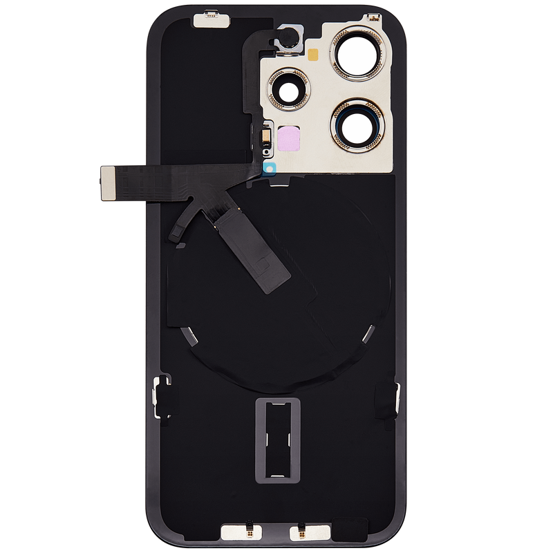 Tapa trasera para iPhone 15 Pro con placa de acero, carga inalambrica NFC, MagSafe, iman y flex de linterna (Titanio Natural)