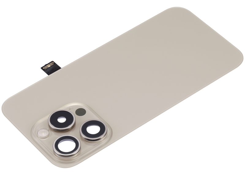 Tapa trasera para iPhone 15 Pro con placa de acero, carga inalambrica NFC, MagSafe, iman y flex de linterna (Titanio Natural)