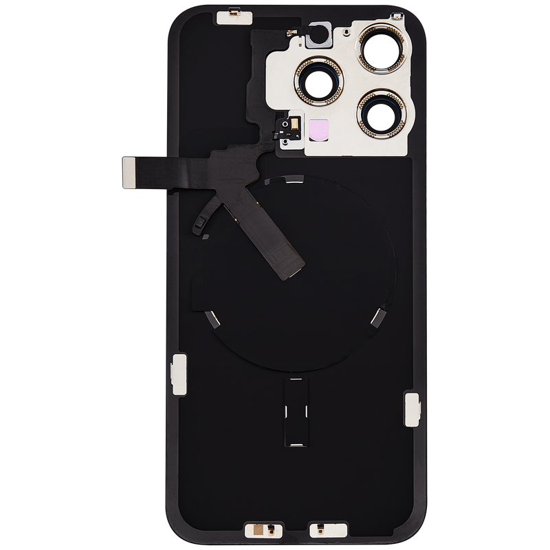 Tapa trasera para iPhone 15 Pro Max con placa, carga inalambrica NFC, MagSafe y flex de linterna (Negro Titanio)