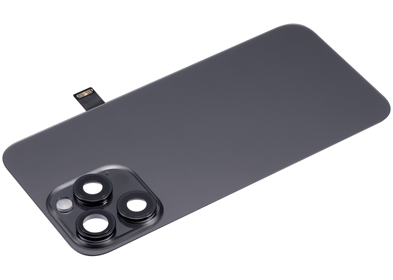 Tapa trasera para iPhone 15 Pro Max con placa, carga inalambrica NFC, MagSafe y flex de linterna (Negro Titanio)