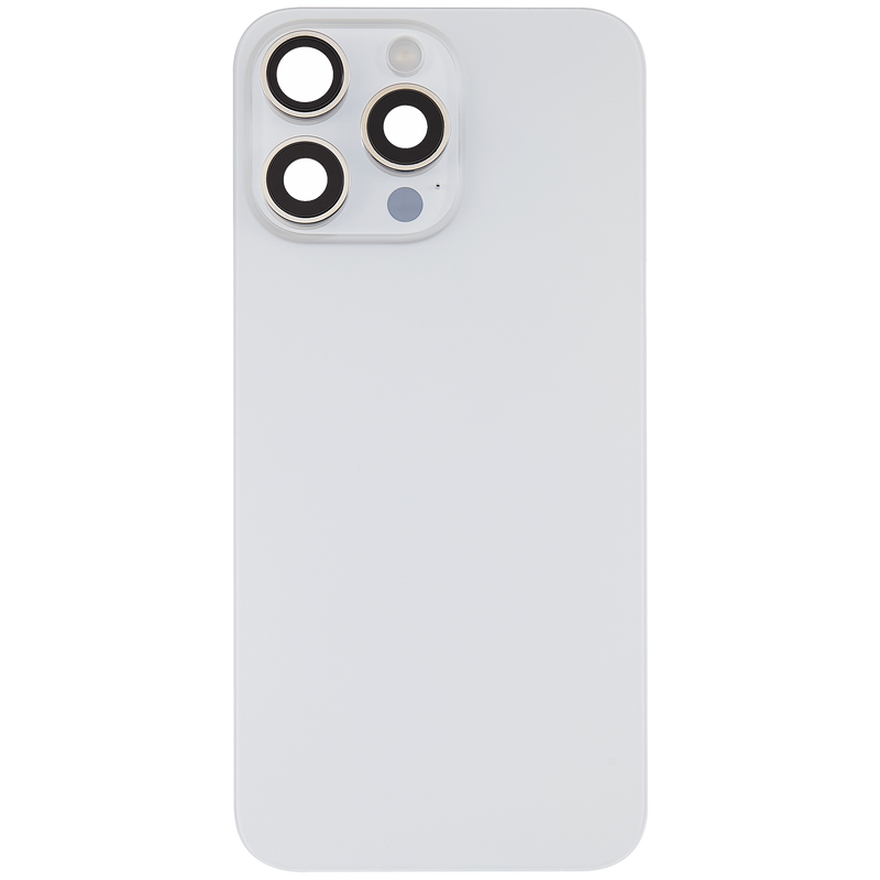 Tapa trasera con placa de acero, NFC, MagSafe y flex de linterna para iPhone 15 Pro Max (Blanco Titanio)