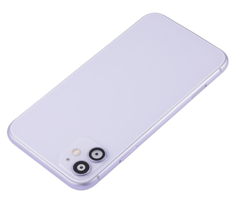 Carcasa trasera con componentes pequenos pre-instalados para iPhone 11 (Sin logo) (Morado)