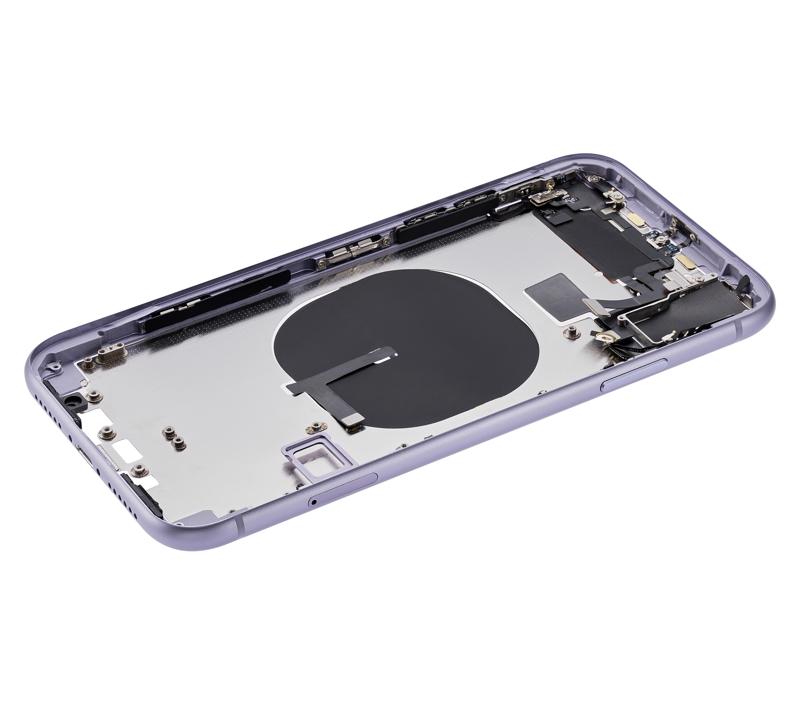 Carcasa trasera con componentes pequenos pre-instalados para iPhone 11 (Purpura)