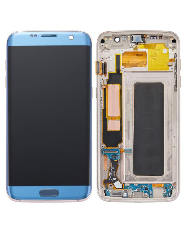 Pantalla OLED con marco para Samsung Galaxy S7 Edge (Azul Coral)