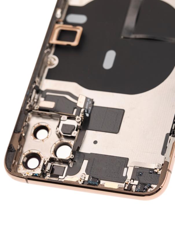 Tapa trasera para iPhone 11 Pro Max con componentes pequeños preinstalados (Usada original Calidad B) (Oro)