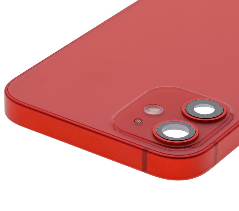 Tapa trasera para iPhone 12 Mini con componentes pequenos pre-instalados (Version US) (Usada OEM Grado C) (Rojo)